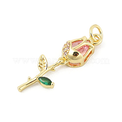 Brass Micro Pave Cubic Zirconia Pendants&nbsp;KK-P300-09A-G