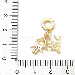 Brass Micro Pave Clear Cubic Zirconia European Dangle Charms&nbsp;KK-P345-46G