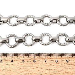 13MM 304 Stainless Steel Textured Round Ring Link Chain Necklaces&nbsp;NJEW-P349-01A-P