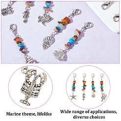 40Pcs 10 Styles Tibetan Style Sea Animal Alloy Pendant Decorations&nbsp;HJEW-GO00010