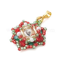 Christmas Glass Rhinestone & Seed Bead Pendants&nbsp;PALLOY-MZ00252