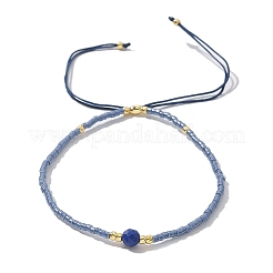 Adjustable Natural Lapis Lazuli Braided Bead Bracelets&nbsp;BJEW-F391-A10