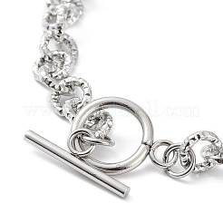 Non-Tarnish 304 Stainless Steel Textured Rolo Chain Bracelet&nbsp;BJEW-K226-02P
