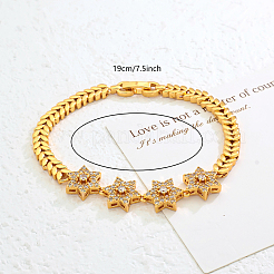 Brass Micro Pave Clear Cubic Zirconia Link Chain Bracelets for Women&nbsp;OO0305