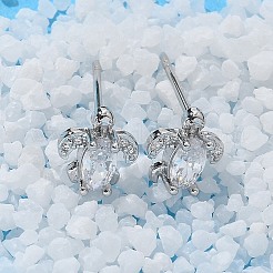 Brass & Clear Cubic Zirconia & Glass Stud Earrings&nbsp;EJEW-Q014-15P
