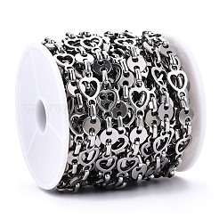 Tarnish Resistant 661 Stainless Steel Heart & Flat Round & Oval Link Chains&nbsp;CHS-T005-02P