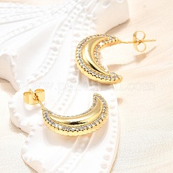 Brass Micro Pave Clear Cubic Zirconia Stud Earrings for Women&nbsp;EJEW-U056-03G