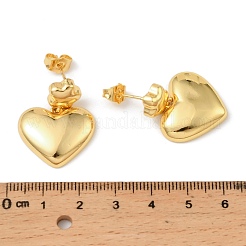 Heart & Star Brass Dangle Stud Earrings&nbsp;EJEW-F389-17G