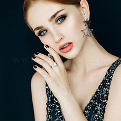 6 Pairs 6 Colors Alloy Hollow Star Dangle Stud Earrings with Rhinestone for Women&nbsp;EJEW-FI0001-87