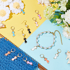Cat Alloy Enamel Pendant Locking Stitch Markers&nbsp;HJEW-AB00103