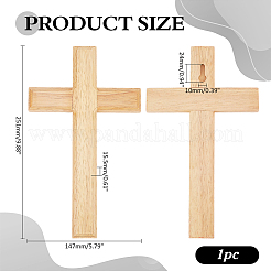 Wood Wall-mounted Cross Pendant&nbsp;WOOD-WH0124-148