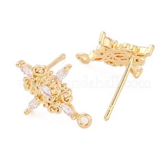 Brass Micro Pave Cubic Zirconia Stud Earring Finding&nbsp;KK-Z084-03G