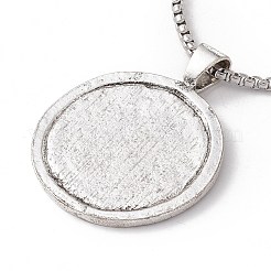 Sun with 12 Constellations Alloy Pendant Necklace with 304 Stainless Steel Box Chains&nbsp;NJEW-C007-11AS