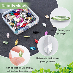 128Pcs 16 Colors Glass Rhinestone Cabochons&nbsp;RGLA-FG0001-17