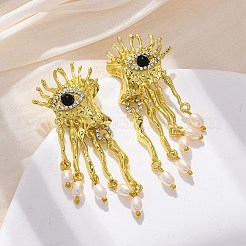 Alloy & Resin & Imitation Pearl Dangle Stud Earrings&nbsp;LS-EJEW-M075-07G