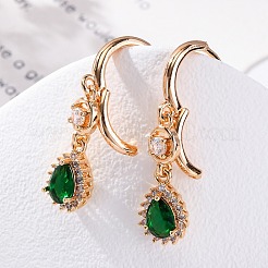 Brass Micro Pave Cubic Zirconia Leverback Earrings&nbsp;EJEW-K300-49G