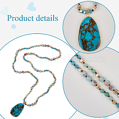 Dyed Synthetic Imperial Jasper Teardrop Pendant Necklaces&nbsp;NJEW-WH20816-003