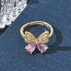 Brass & Cubic Zirconia Finger Rings&nbsp;CU-CBA7E55-10G