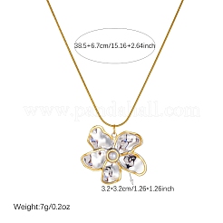 Duo Tone 304 Stainless Steel Flower Pendant Necklaces for Women&nbsp;WG5401F-02