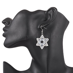 304 Stainless Steel Glass Snowflake Dangle Earrings&nbsp;EJEW-MZ00525