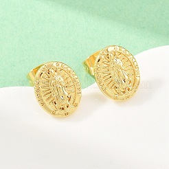Religion Brass Stud Earrings&nbsp;EJEW-F405-23G