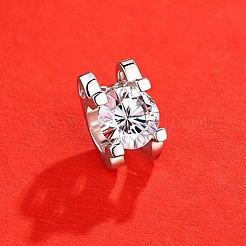 Anti-Tarnish Rhodium Plated 925 Sterling Silver Pave Crystal Moissanite Rhinestone Oval Pendant&nbsp;STER-U003-07P