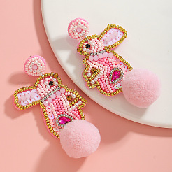 Easter Plastic & Cloth & Glass Dangle Stud Earrings&nbsp;FS-WG10DBA-01