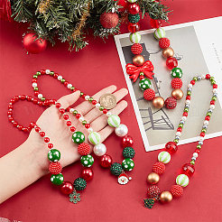 4Pcs 4 Styles ABS Plastic Pearl & Acrylic & Resin Beaded Necklaces Set&nbsp;NJEW-AB00010