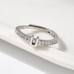 S925 Sterling Silver Adjustable Letter Rings for Women&nbsp;RJEW-M068-01P-U