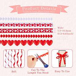 3 Rolls 5 Styles Valentine's Day Polyester Lace Ribbons&nbsp;OCOR-TA0002-19