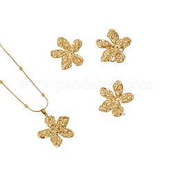 304 Stainless Steel Pendant Necklaces & Stud Earrings & Rings Sets for Women&nbsp;WGF8E6F-02
