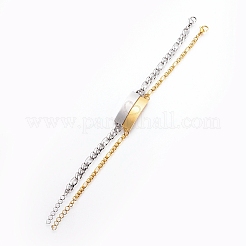 Ion Plating(IP) Couples 304 Stainless Steel ID Bracelets Sets&nbsp;X-BJEW-I283-08