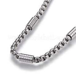 Non-Tarnish 304 Stainless Steel Box Chain Necklaces&nbsp;NJEW-F242-09P