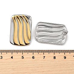 Rectangle 304 Stainless Steel Two Tone Stud Earrings&nbsp;EJEW-D308-10B-PG