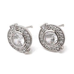 Brass Micro Pave Cubic Zirconia Stud Earrings&nbsp;EJEW-G471-05P
