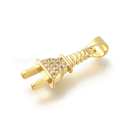 Rack Plating Brass with Cubic Zirconia Pendants&nbsp;KK-Z086-45G