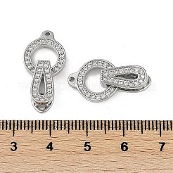 Brass Clear Cubic Zirconia Fold Over Clasps&nbsp;KK-Z078-09P