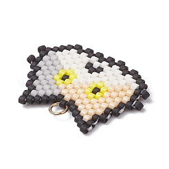 Handmade Glass Seed Beaded Cat Head Shape Pendants&nbsp;PALLOY-MZ00933-04