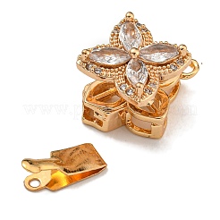 Brass Micro Pave Clear Cubic Zirconia Box Clasps&nbsp;KK-U037-31G-01