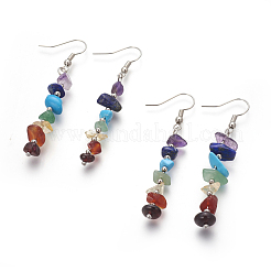 Natural Mixed Stone Dangle Earrings&nbsp;EJEW-I222-01