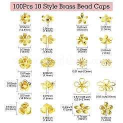 100Pcs 10 Style Brass Bead Caps&nbsp;KK-CJ0002-12