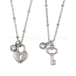 2Pcs 2 Styles 304 Stainless Steel Pendant Satellite Chain Necklaces&nbsp;NJEW-JN06495-02