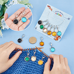 Acrylic Rhinestone Cat Head Charm Locking Stitch Markers&nbsp;HJEW-PH01833