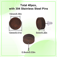 Dyed Wood Flat Round Stud Earrings with 304 Stainless Steel Pin for Women&nbsp;FIND-SC0012-25