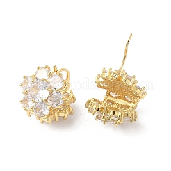 Clear Cubic Zirconia Flower Hoop Earrings&nbsp;EJEW-F316-01G
