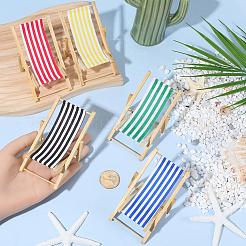 10Pcs 5 Colors Wood & Polyeser Beach Chair&nbsp;DJEW-SC0001-21