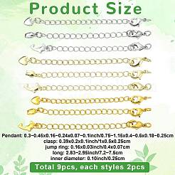 18Pcs 9 Styles Brass Chain Extender&nbsp;KK-FS0002-09