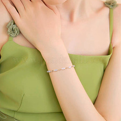 DIY Plastic Pearl Oval Beaded Brass Link Chain Bracelet Necklace Making Kits&nbsp;DIY-TA0009-62