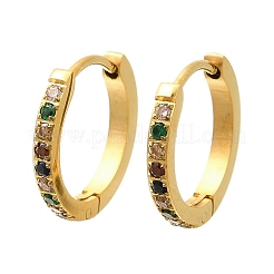304 Stainless Steel Micro Pave Cubic Zirconia Huggie Hoop Earrings&nbsp;EJEW-C096-01J-G