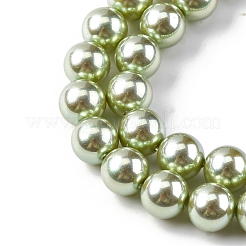 UV Plating Pearlized Glass Pearl Beads Strands&nbsp;GLAA-F128-01B-T21